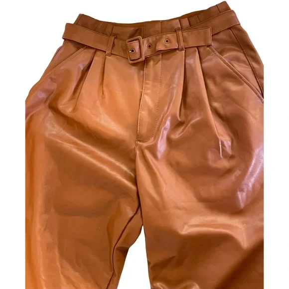Abercrombie & Fitch brown vegan Leather Pants - Picture 6 of 11